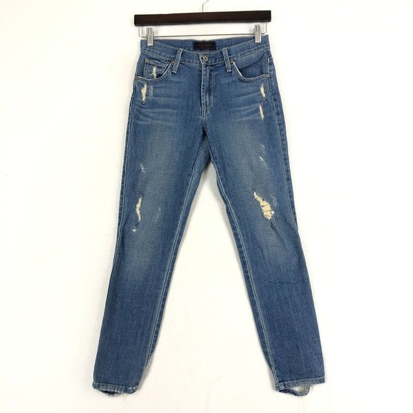 James Jeans Women's Size 26 James Twiggy Ankle Distressed Blue Skinny Jeans USA - Picture 1 of 13